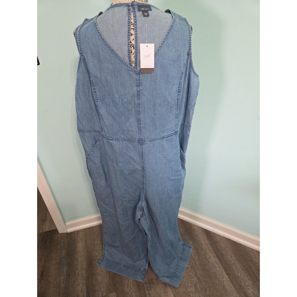 NWT J. JILL Seaport Wash Lightweight Denim Jumpsuit medium Capri/Crop